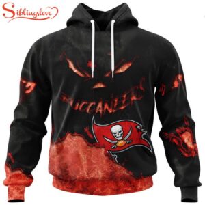 Custom Name And Number Tampa Bay Buccaneers Skull Face All Over Print Hoodie Shirt