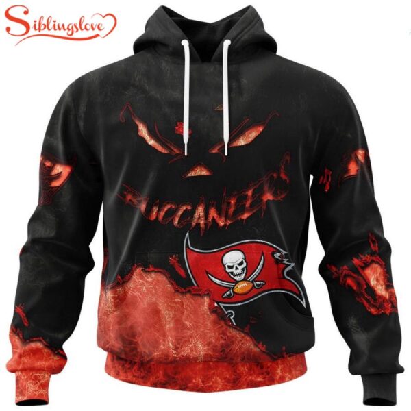 Custom Name And Number Tampa Bay Buccaneers Skull Face All Over Print Hoodie Shirt