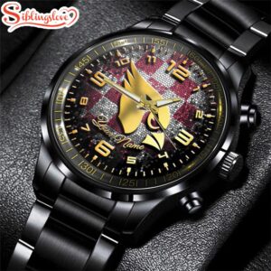 Custom Name Arizona Cardinals NFL 3D Men Black Stainless Steel Watch Gift For Fans