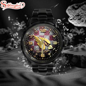 Custom Name Arizona Cardinals NFL 3D Men Black Stainless Steel Watch Gift For Fans