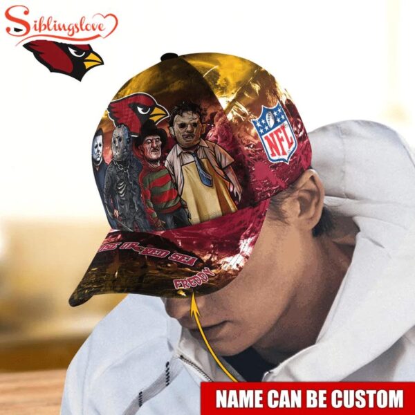 Custom Name Arizona Cardinals NFL Horror Movie Halloween Cap