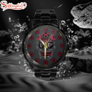 Custom Name Atlanta Falcons NFL Men Black Stainless Steel Watch Gift For Fans