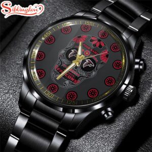 Custom Name Atlanta Falcons NFL Men Black Stainless Steel Watch Gift For Fans