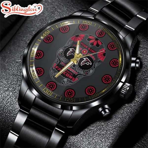 Custom Name Atlanta Falcons NFL Football Sport Black Stainless Steel Watch