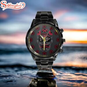 Custom Name Atlanta Falcons NFL Men Black Stainless Steel Watch Gift For Fans