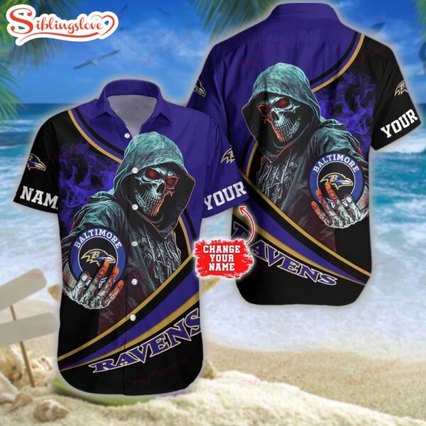 Personalized Name Football Team Baltimore Ravens NFL Hawaiian Shirt For Fans