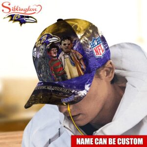 Custom Name Baltimore Ravens NFL Horror Movie Halloween Cap