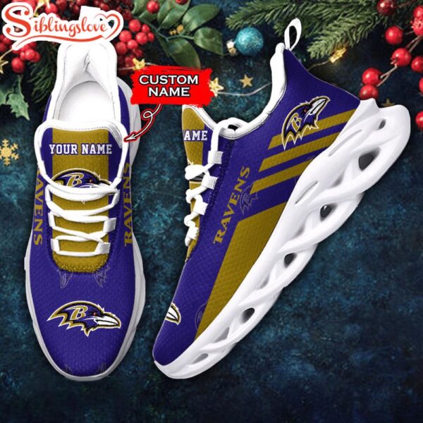 Custom Name Baltimore Ravens NFL New Football Team Christmas Max Soul Shoes