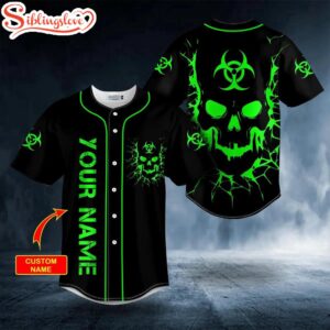 Custom Name Biohazard Symbol Green…