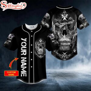 Custom Name Black White Dragon Fire Skull Halloween Baseball Jersey Shirt