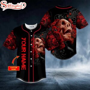 Custom Name Blood Roses Skull…