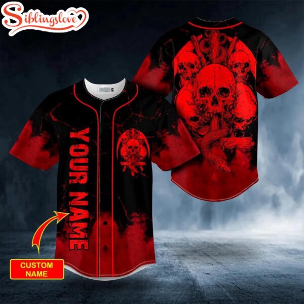 Custom Name Bloody Snake Sword Broken Skull Halloween Baseball Jersey Shirt