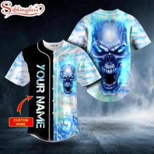 Custom Name Blue Fire Skull…