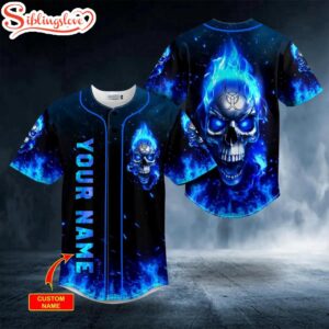 Custom Name Blue Flaming Biohazard…