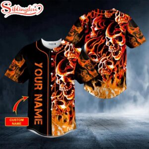 Custom Name Burning Skull Halloween…