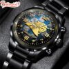 Custom Name Carolina Panthers NFL 3D Football Sport Black Stainless Steel Watch