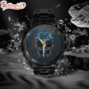 Custom Name Carolina Panthers NFL Men Black Stainless Steel Watch Gift For Fans