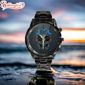 Custom Name Carolina Panthers NFL Men Black Stainless Steel Watch Gift For Fans