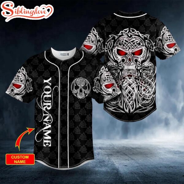 Custom Name Celtic Skull Tattoo Halloween Baseball Jersey Shirt