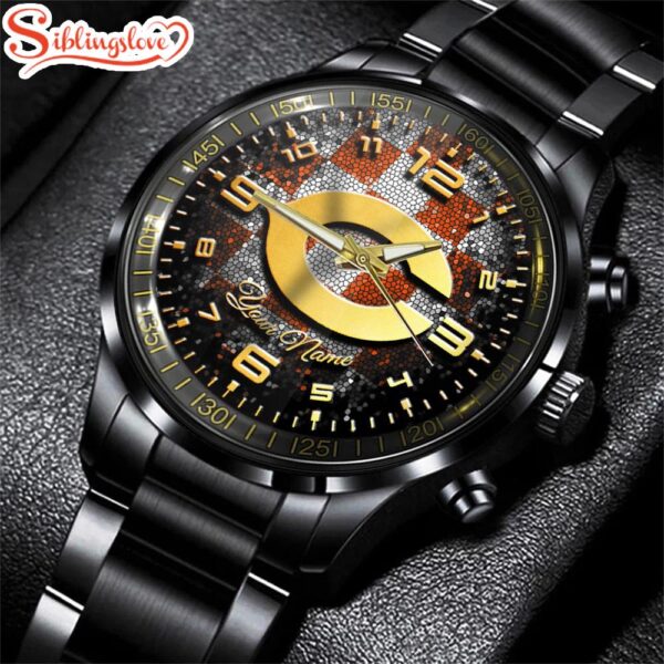 Custom Name Chicago Bears NFL 3D Football Sport Black Stainless Steel Watch