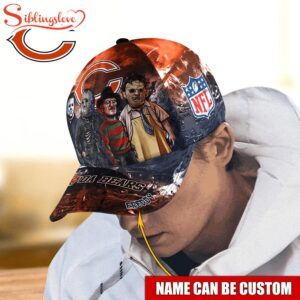 Custom Name Chicago Bears NFL Horror Movie Halloween Cap