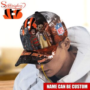 Custom Name Cincinnati Bengals NFL Horror Movie Halloween Cap