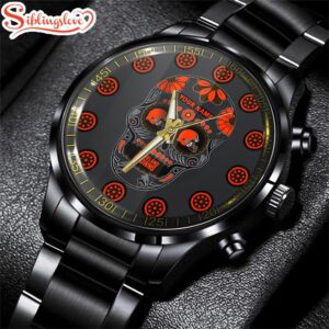 Custom Name Cleveland Browns NFL Men Black Stainless Steel Watch Gift For Fans