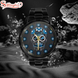 Custom Name Detroit Lions NFL Men Black Stainless Steel Watch Gift For Fans