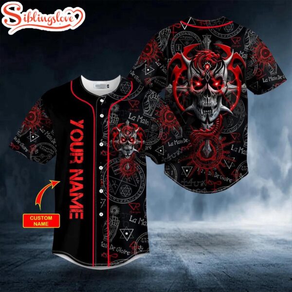 Custom Name Devil Demon Dragon Skull Halloween Baseball Jersey Shirt