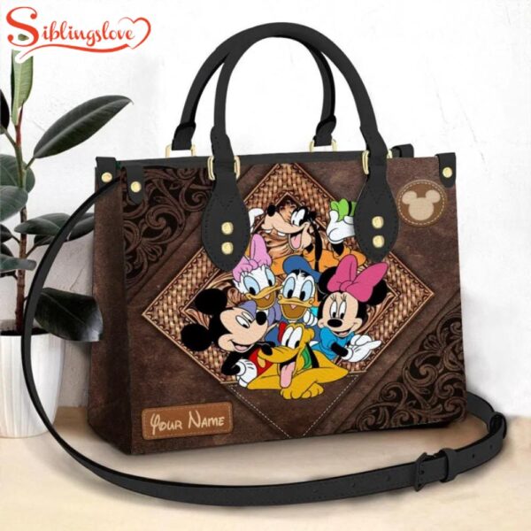 Custom Name Disney Mickey Mouse Leather HandBag