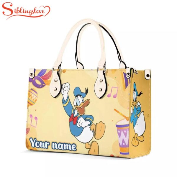 Custom Name Donald Duck Women Leather Handbag