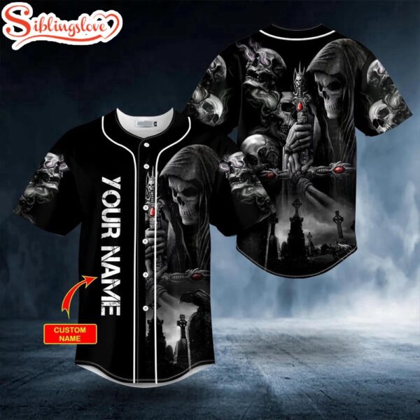 Custom Name Doomsday II Skull Halloween Baseball Jersey Shirt