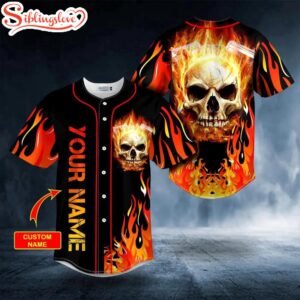 Custom Name Fire Burning Skull…