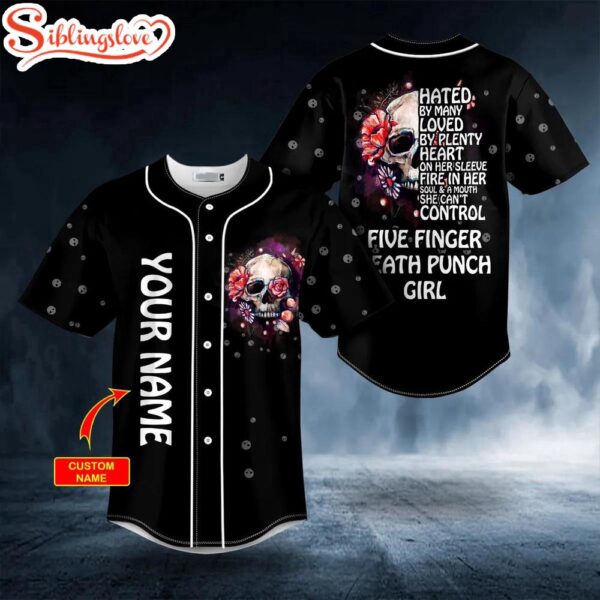 Custom Name Five Finger Death Punch Girl Skull Halloween Baseball Jersey Shirt