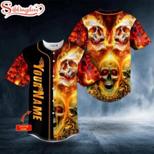 Custom Name Flaming Skull Halloween…