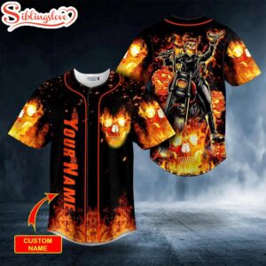 Custom Name Ghost Biker Fire…