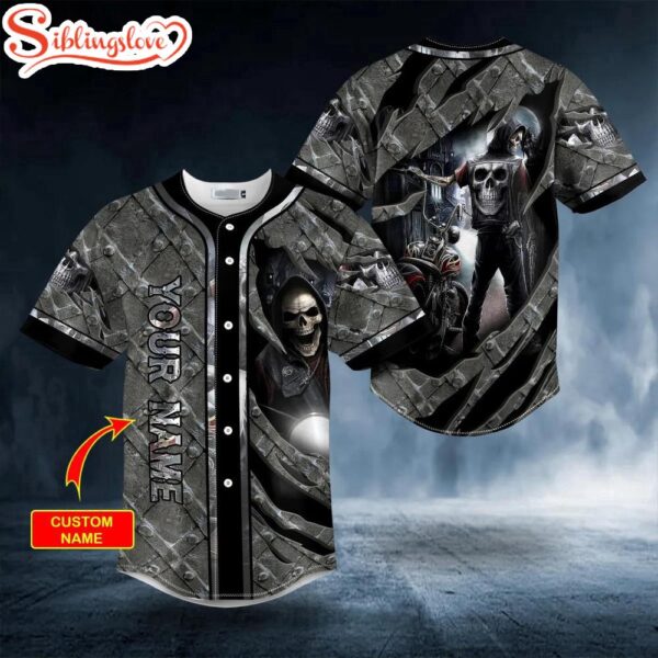 Custom Name Ghost Rider Skull Halloween Baseball Jersey Shirt