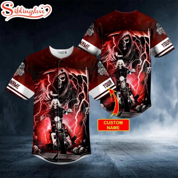 Custom Name Grim Reaper The Hunt Ghost Rider Skull Halloween Baseball Jersey Shirt