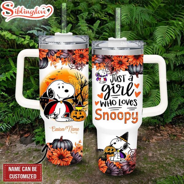 Custom Name Halloween Day Snoopy 40oz Stainless Steel Tumbler