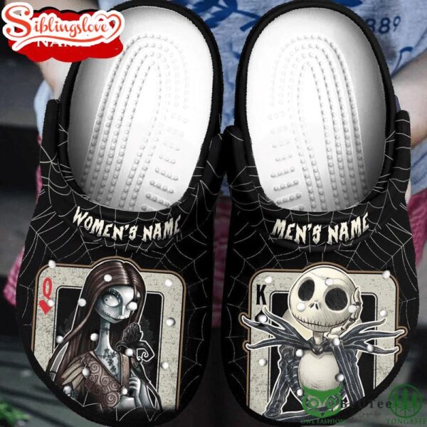 Custom Name  Halloween The Nightmare Before Christmas Jack And Sally Clogs Shoes For Men Women