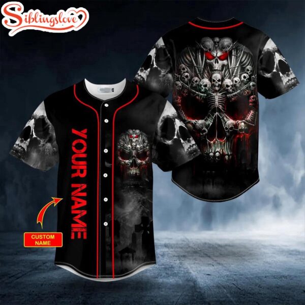 Custom Name Harold Ricketts Skull Halloween Baseball Jersey Shirt