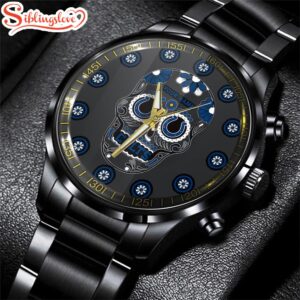 Custom Name Indianapolis Colts NFL Men Black Stainless Steel Watch Gift For Fans