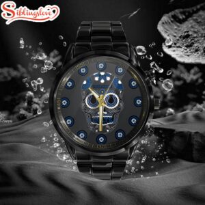 Custom Name Indianapolis Colts NFL Men Black Stainless Steel Watch Gift For Fans