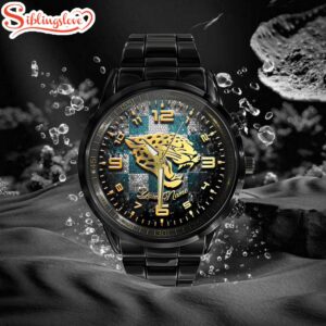 Custom Name Jacksonville Jaguars NFL 3D Men Black Stainless Steel Watch Gift For Fans