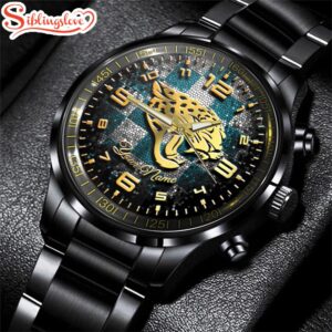 Custom Name Jacksonville Jaguars NFL 3D Men Black Stainless Steel Watch Gift For Fans