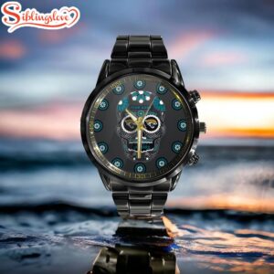 Custom Name Jacksonville Jaguars NFL Men Black Stainless Steel Watch Gift For Fans