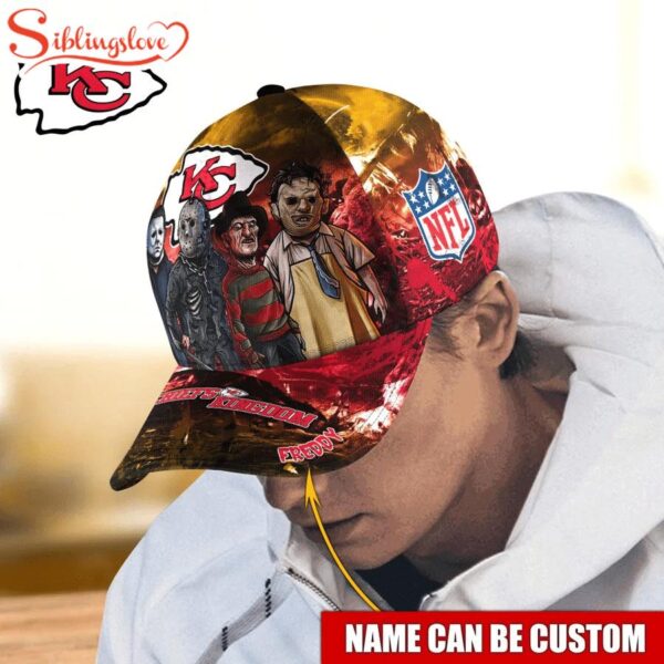 Custom Name Kansas City Chiefs NFL Horror Movie Halloween Cap