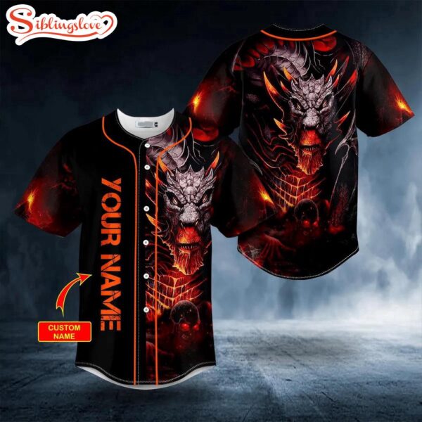 Custom Name King Of Dragon Skull Halloween Baseball Jersey Shirt