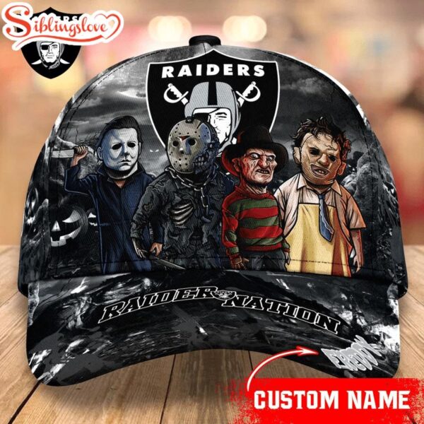 Custom Name Las Vegas Raiders NFL Horror Movie Halloween Cap