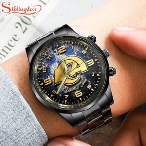 Custom Name Los Angeles Rams NFL 3D Men Black Stainless Steel Watch Gift For Fans